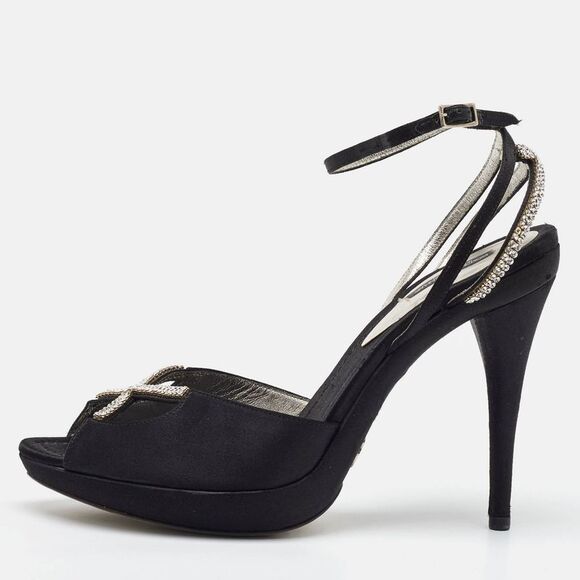 Dolce & Gabbana Black Suede Crystal Embellished Ankle Strap Sandals Size 40,New Products : American Fashion Style Bags On Sale